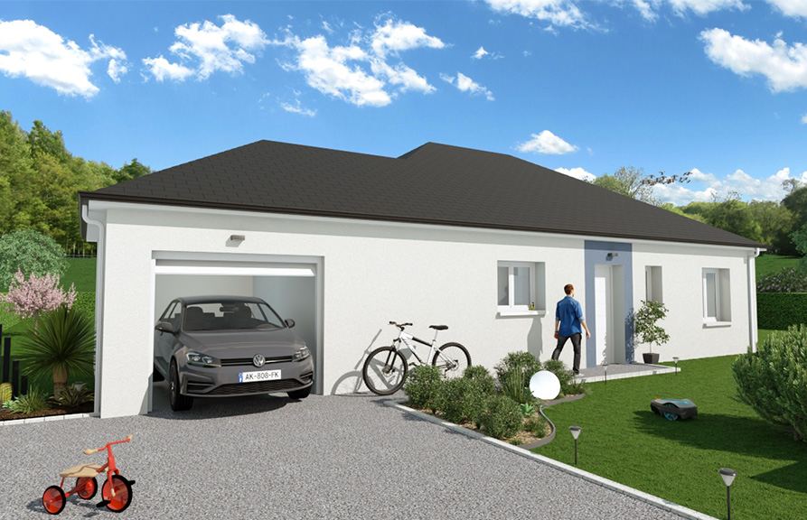 Maison moderne avec garage et tuiles noires en Béarn